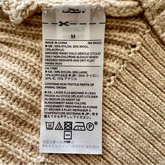 BANANA REPUBLIC Camel Cardigan Wool Blend Heavy Weight Oversized Size Medium - Picture 7 of 7